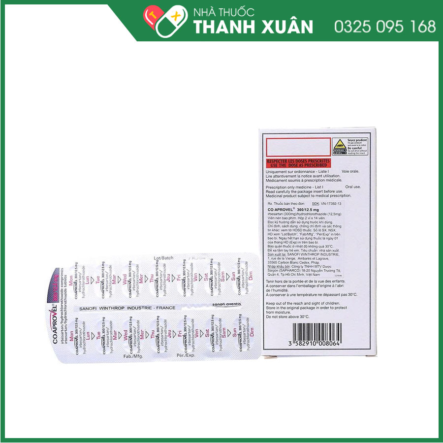 Coaprovel 300/12,5mg thuốc điều trị tăng huyết áp nguyên phát